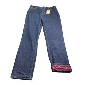 Cabela's Womens Denim Jeans With Flannel Lining Size 16 Long Dark Wash New